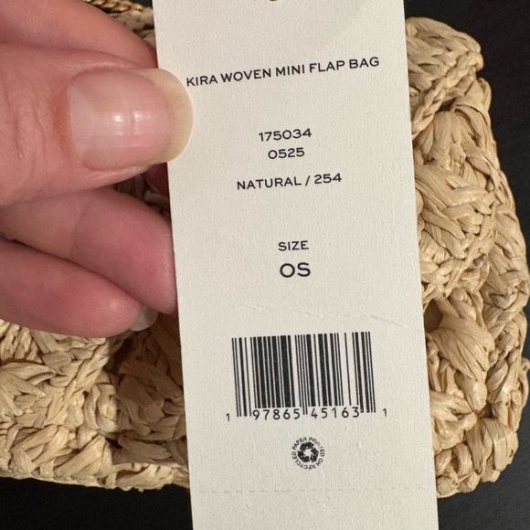 Tory Burch Kira Woven Mini Flap Bag | Color: Natural - Picture 6 of 9